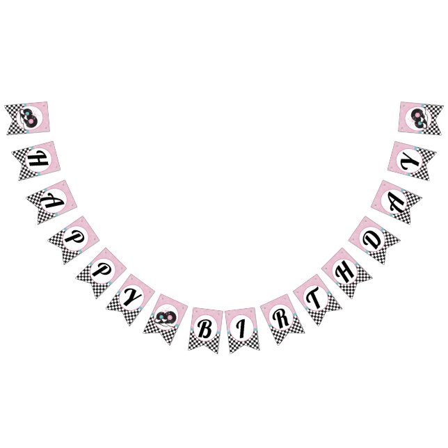 1950er Diner Happy Birthday Bunting Fahnen - Retro Wimpelkette (Alle)