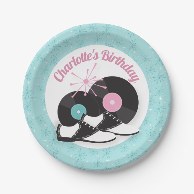 1950er Diner Saddle Shoes Birthday Paper Teller -  (Vorderseite)