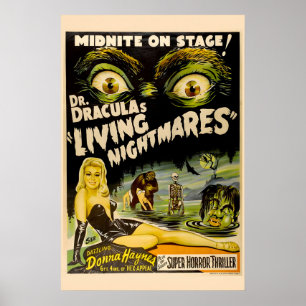 1950er Draculas lebendige Albträume Klassischer Sc Poster