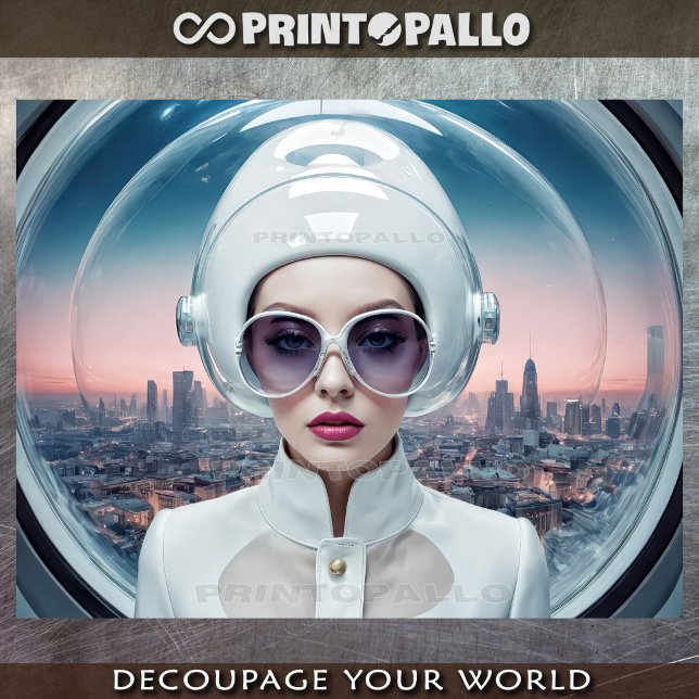 1950er Frau in großen Gläsern und Plexiglas Seidenpapier (Von Creator hochgeladen)