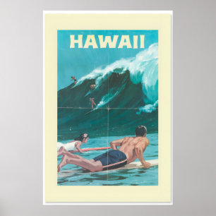 1950er Hawaii Surfen Vintage Reiseplakat Poster