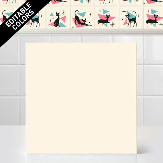 1950er Jahre Atomic Retro Katze, editierbare Creme Fliese