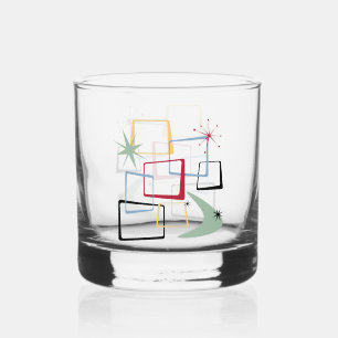 1950er Jahre Atomic Squares Stars Boomerang Mitte Whiskyglas