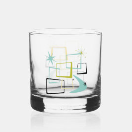 1950er Jahre Atomquadrate Stars Boomerang Midjahrh Whiskyglas