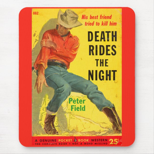 1950er-Jahre Death Rides the Night Western Buchcov Mousepad (Vorne)