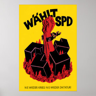 1950er Jahre Deutsches Wahlplakat Nie wieder! Arbe Poster
