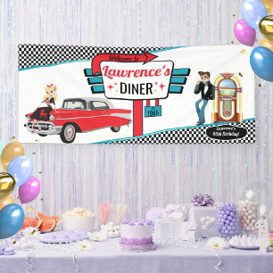 1950er Jahre Diner Retro Auto Geburtstagsparty Soc Banner