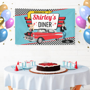 1950er Jahre Diner Retro Auto Geburtstagsparty Soc Banner