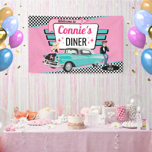 1950er Jahre Diner Retro Car Geburtstagsparty Sock Banner