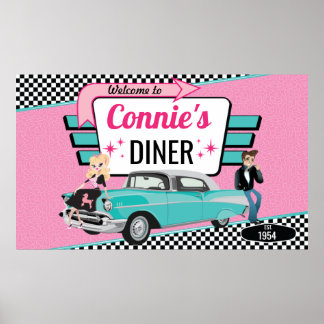 1950er Jahre Diner Retro Car Geburtstagsparty Sock Poster