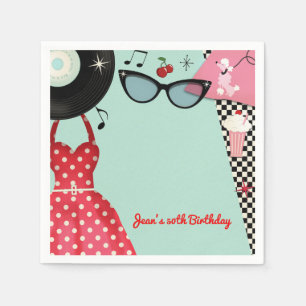 1950er Jahre Fifties Dress Up Retro Vintage Party Serviette