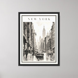 1950er Jahre New York City Vintage Schwarz-Weiß-Ra Leinwanddruck