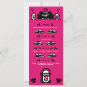1950er Retro-Diner-Hochzeitsmenü Einladung