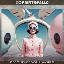 1950er Retro-Futurismus emanzipierte Frau in Rosa