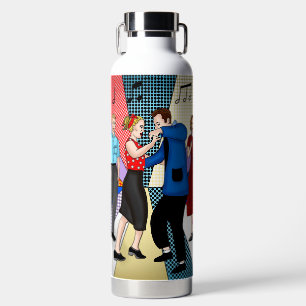 1950er Retro nostalgisches Paar tanzt Edelstahl Trinkflasche