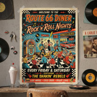 1950er Route 66 Diner Rock 'n' Roll Nächte Vintage