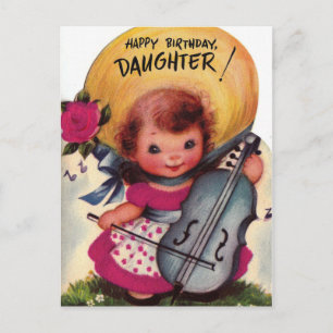 1950er Vintag Happy Birthday Daughter Postkarte