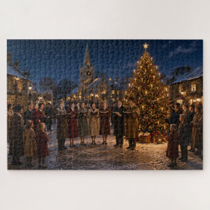 1950er Weihnachtslied Sänger Village Square Puzzle