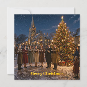 1950er Weihnachtssänger Village Square Feiertagskarte
