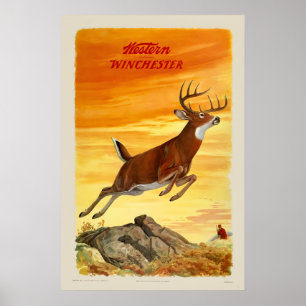 1950er Western Winchester Vintage Style Hirsch Poster