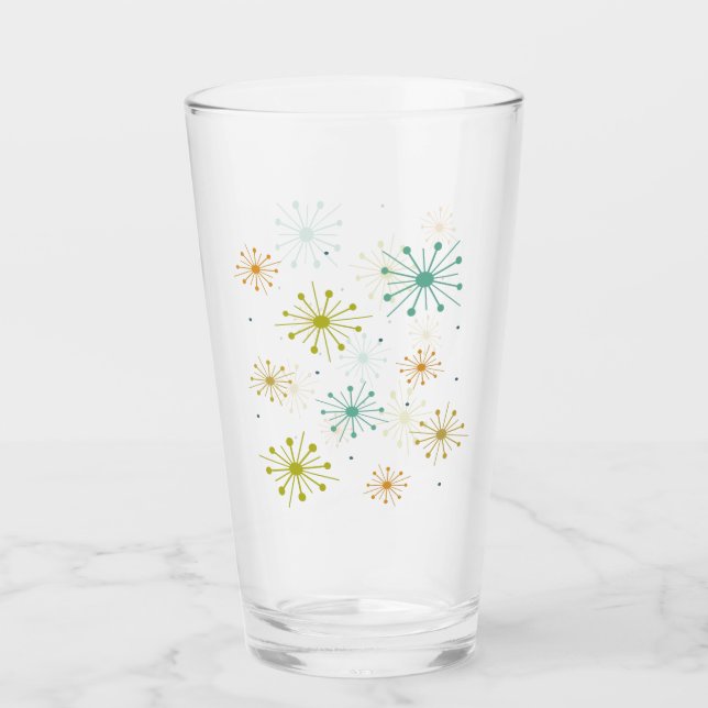 1950s Atomic Fireworks Starbursts Mid Century Glas (Vorderseite)