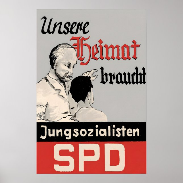 1950s German Labour Party Election Poster SPD (Vorne)