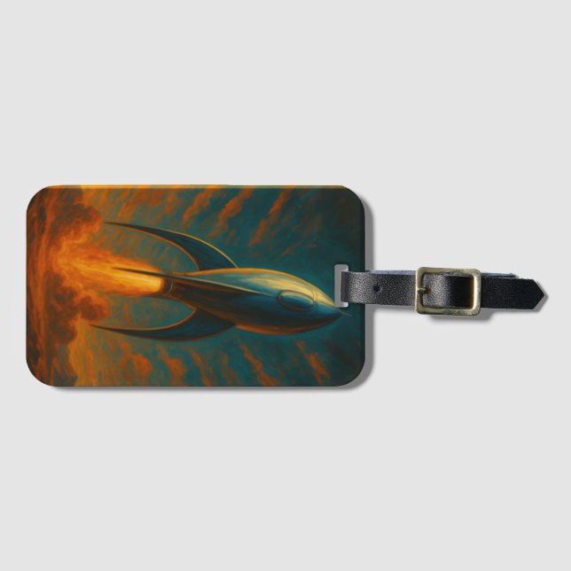 1950s inspired rocket ship  gepäckanhänger (Vorderseite (Horizontal))