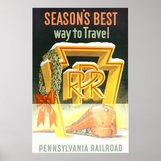 1950s Pennsylvania Railroad Christmas Holiday Poster
