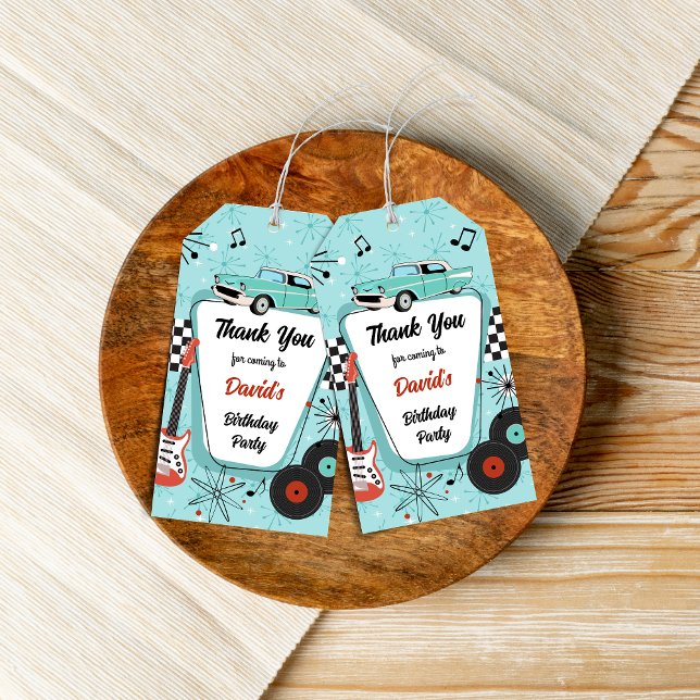 1950's Retro Party Thank You Geschenkanhänger (Fifties retro personalized thank you tags
)