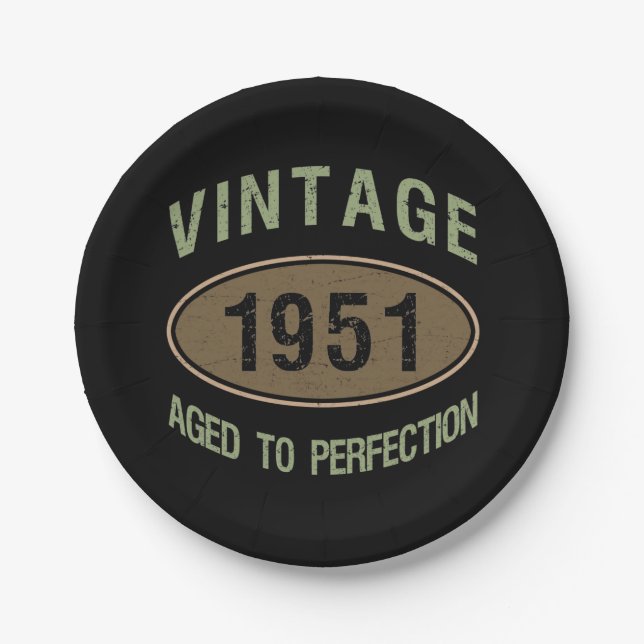 1951 70. Geburtstag vollendet Pappteller (Vorderseite)
