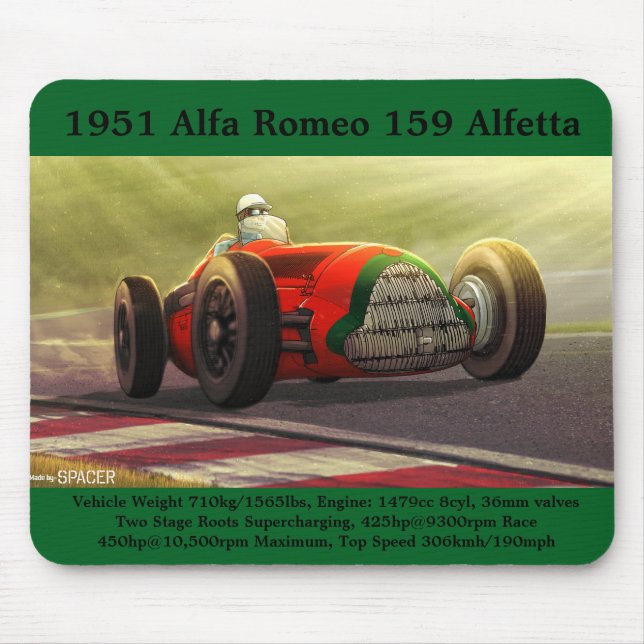 1951 Alfa Romeo 159 Alfetta Mouse Pad Mousepad (Vorne)