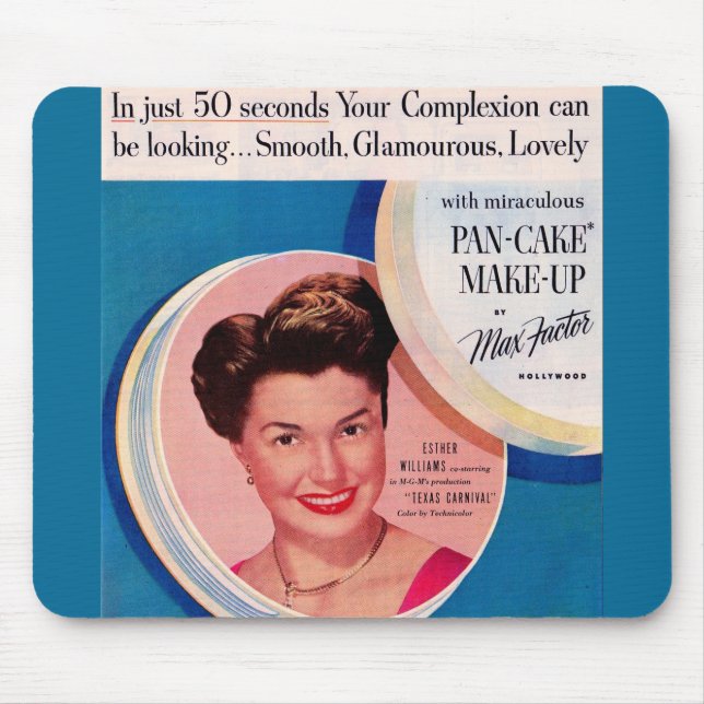 1951 Esther Williams Make-up-Anzeige Mousepad (Vorne)