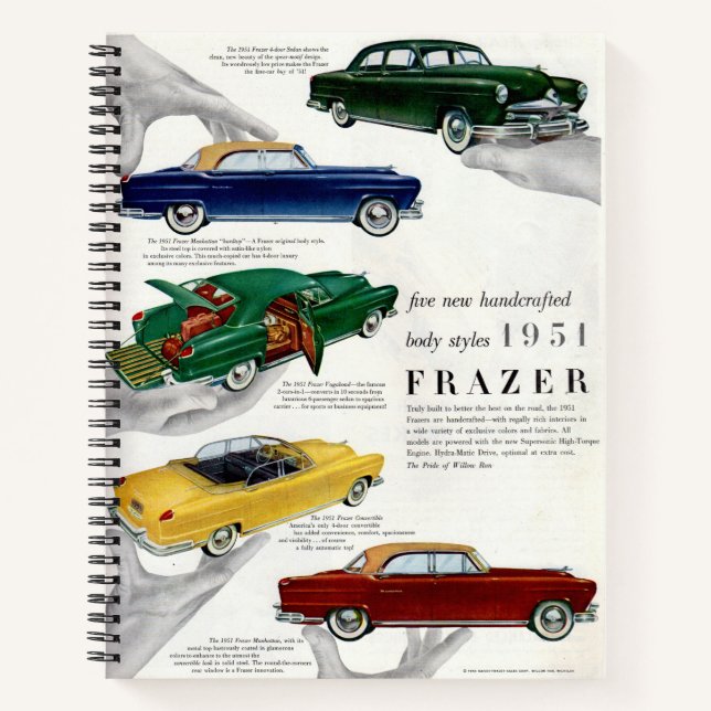 1951 Frazer-Automobilanzeige Notizbuch (Vorderseite)