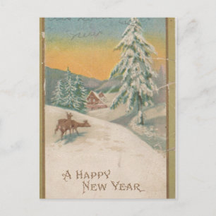 1951 Happy New Year Postcard Feiertagspostkarte