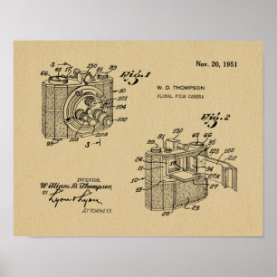1951 Prospektkamera Patent Art Zeichnend Print Poster