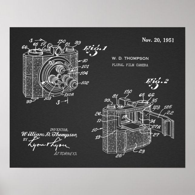 1951 Prospektkamera Patent Art Zeichnend Print Poster (Vorne)