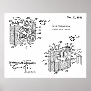 1951 Prospektkamera Patent Art Zeichnend Print Poster