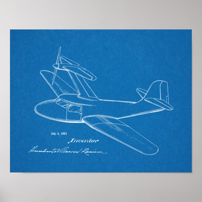 1951 Top-Prop-Flugzeug-Patentkunst Zeichnend Print Poster (Vorne)