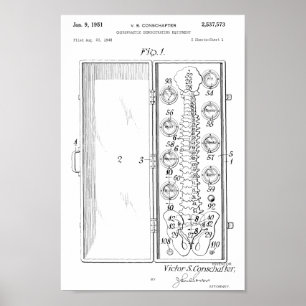 1951 Vintage Chiropractic Spine Patent Art Print Poster