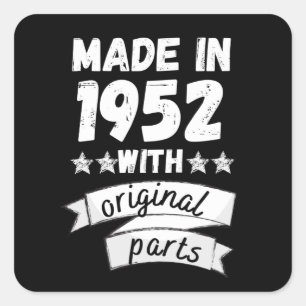 1952 hergestellt mit Originalteilen, Quadratischer Aufkleber