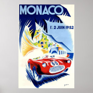 1952 Monaco Grand Prix Automobilrennen Poster