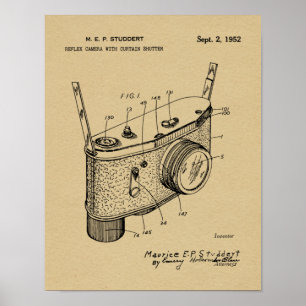 1952 Reflexkamera Patent Kunst Zeichnung Druck Poster