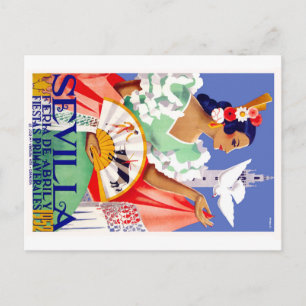 1952 Sevilla Spanien April Fair Poster Postkarte