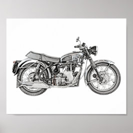 1952 Velocette Venom Motorrad Illustration Poster