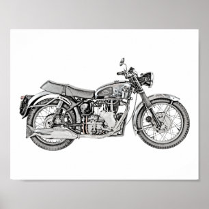 1952 Velocette Venom Motorrad Illustration Poster