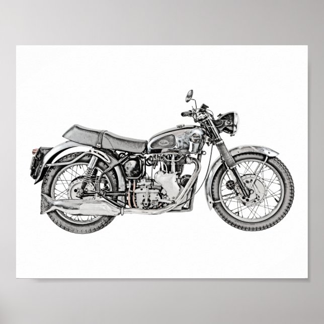 1952 Velocette Venom Motorrad Illustration Poster (Vorne)