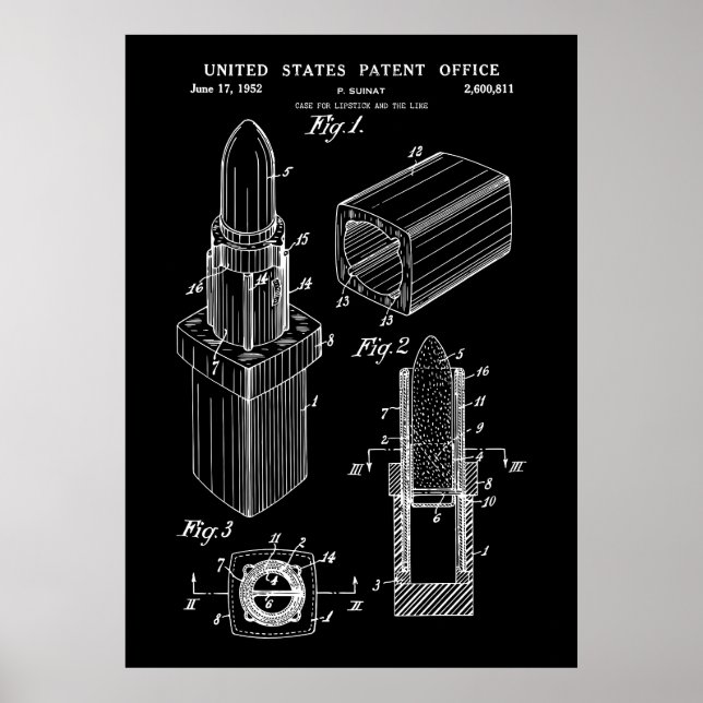 1952 Vintager Lipstick-Patentart Poster (Vorne)