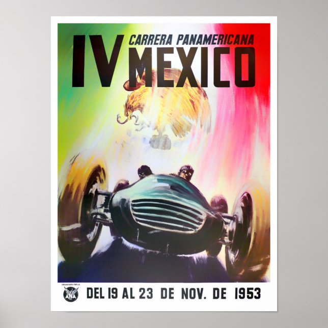 1953 Carrera Panamericana Vintager Rennsport Poster (Vorne)