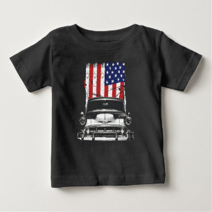 1953 Chevy 210 Front Grill View mit US Flag Baby T-shirt