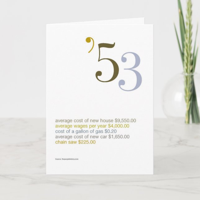 1953 Geburtstags-Spaß-Tatsachen Karte (Vorderseite)